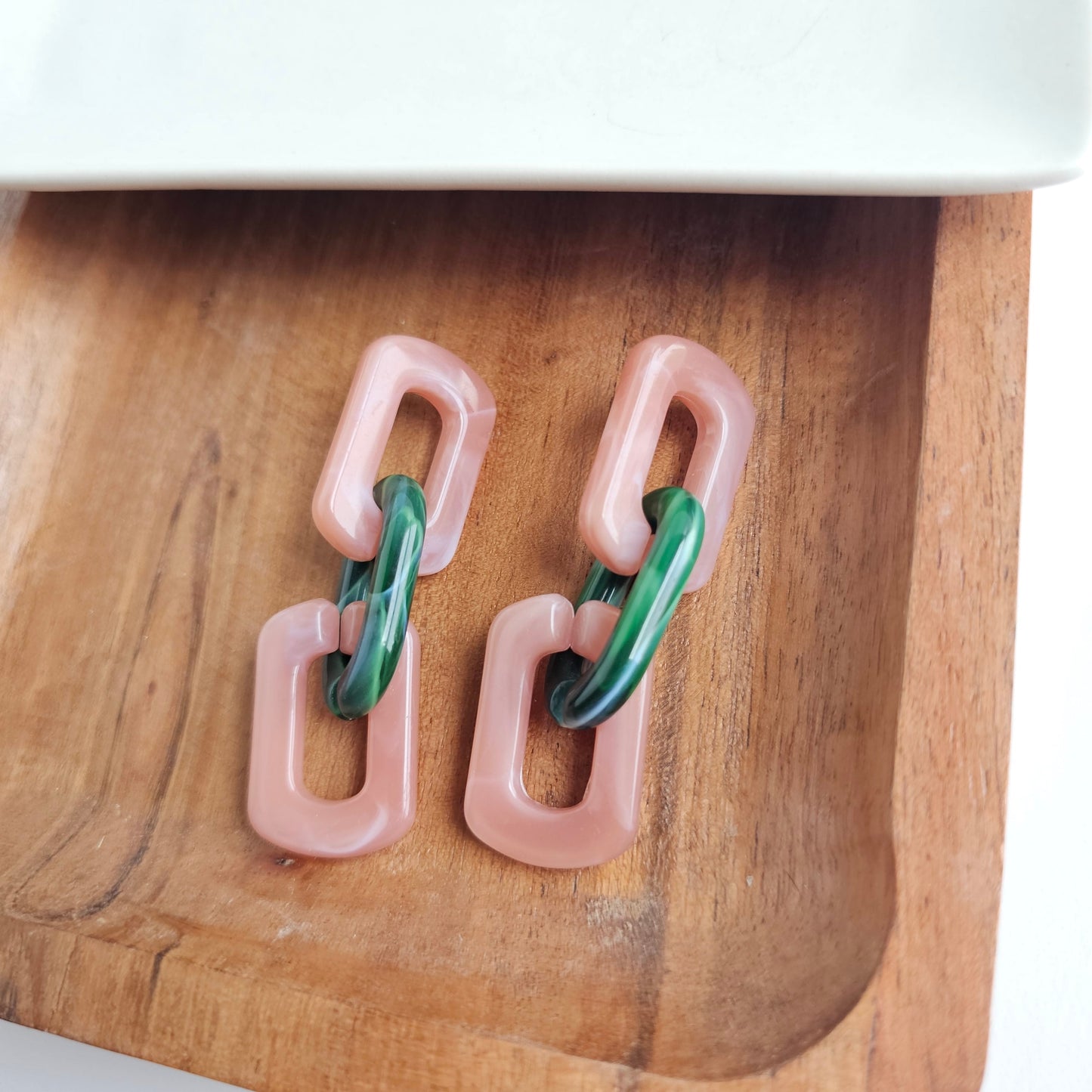 Tabitha Earrings - Vintage Rose & Forest Green