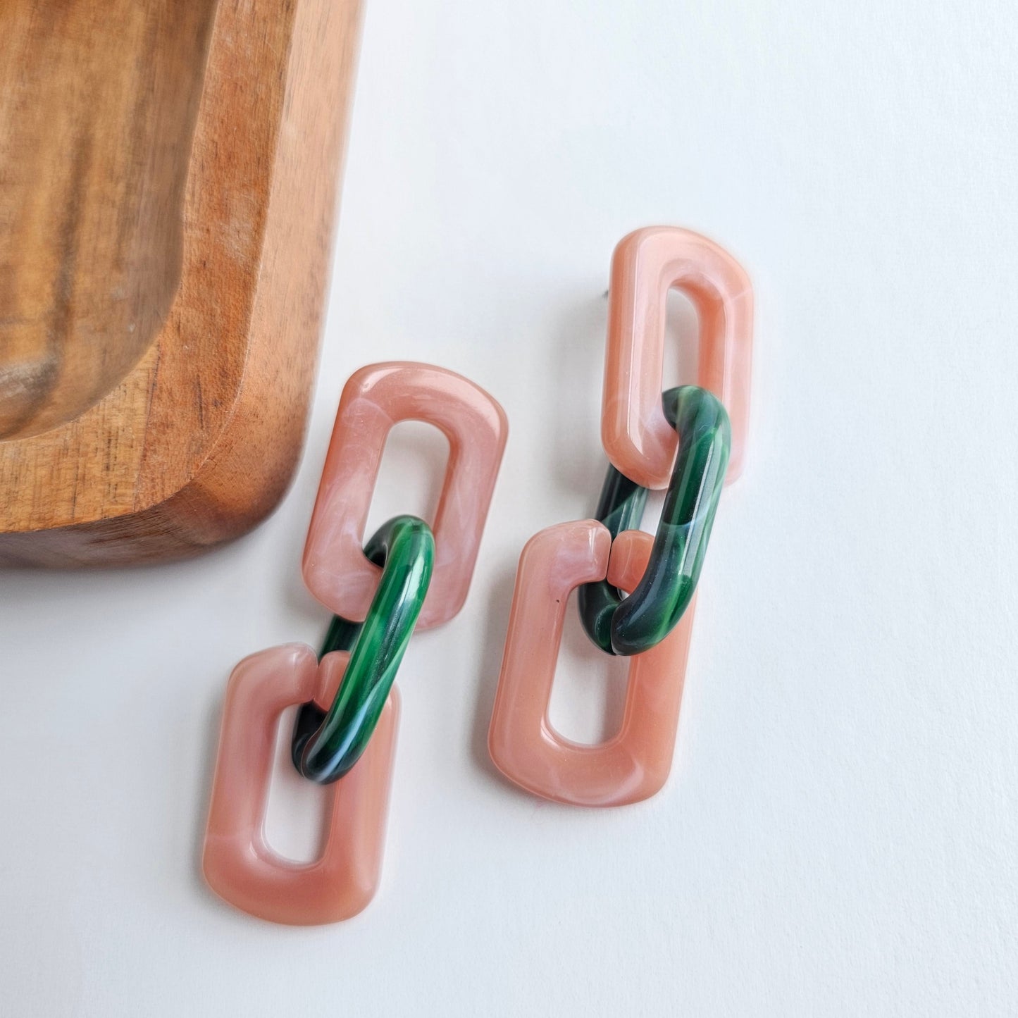 Tabitha Earrings - Vintage Rose & Forest Green