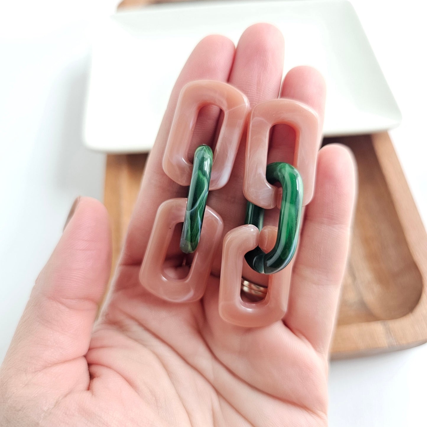 Tabitha Earrings - Vintage Rose & Forest Green