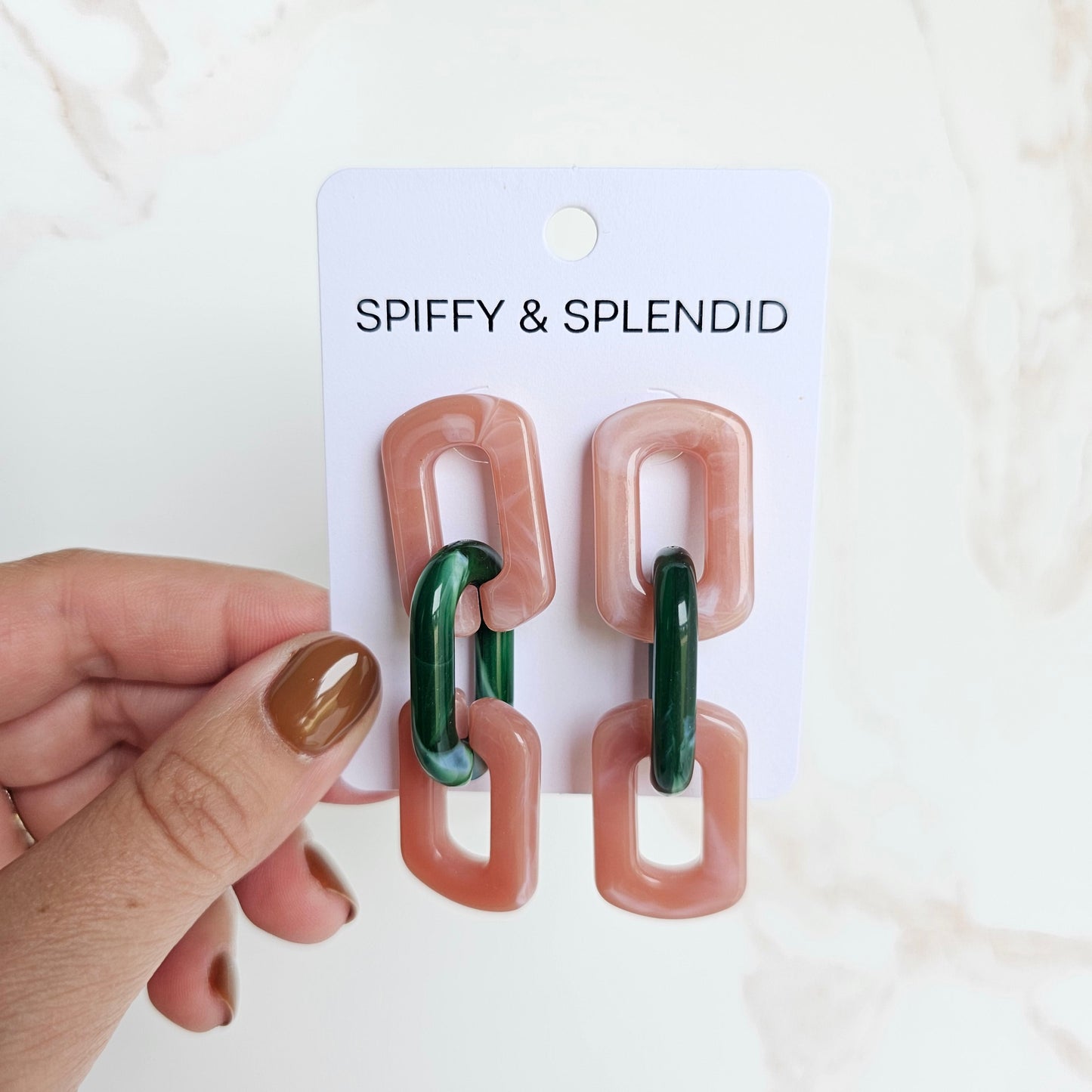 Tabitha Earrings - Vintage Rose & Forest Green