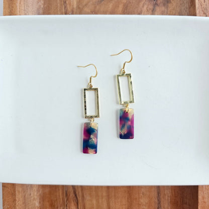 Raya Earrings - Golden Navy Maroon