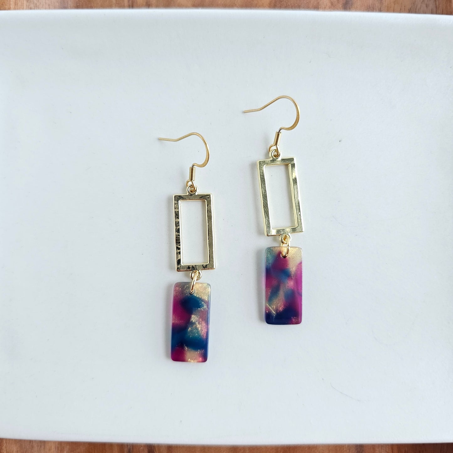 Raya Earrings - Golden Navy Maroon