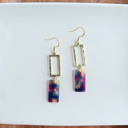 Raya Earrings - Golden Navy Maroon