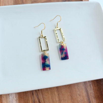 Raya Earrings - Golden Navy Maroon