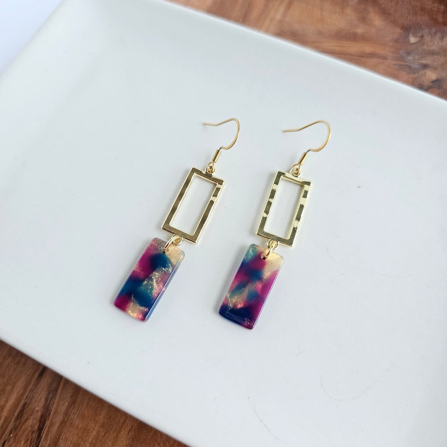 Raya Earrings - Golden Navy Maroon