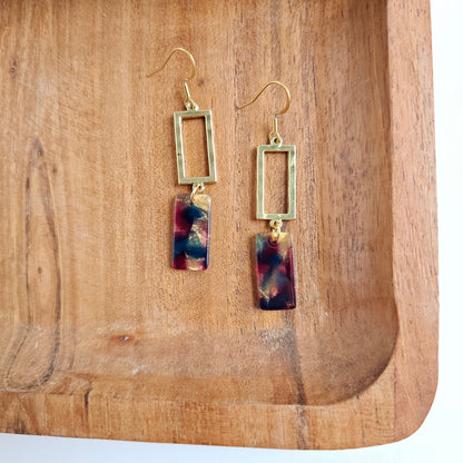 Raya Earrings - Golden Navy Maroon