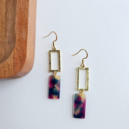 Raya Earrings - Golden Navy Maroon