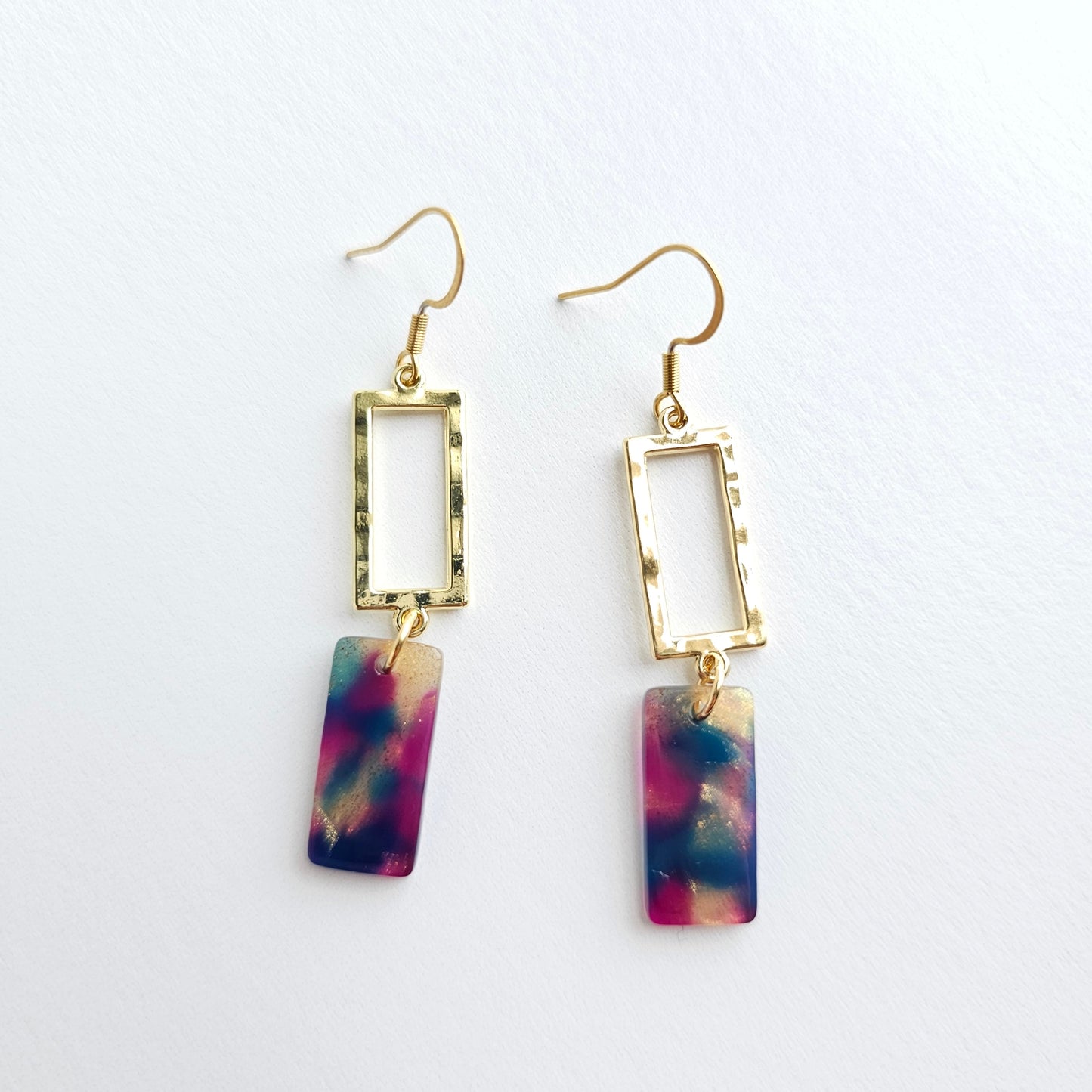 Raya Earrings - Golden Navy Maroon