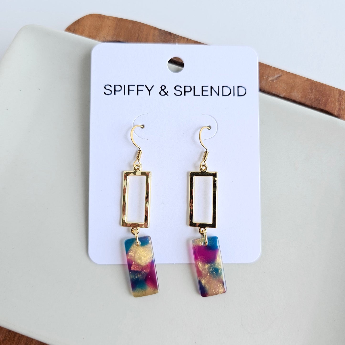 Raya Earrings - Golden Navy Maroon
