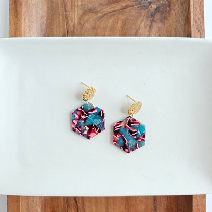 Roxy Earrings - Magenta Teal