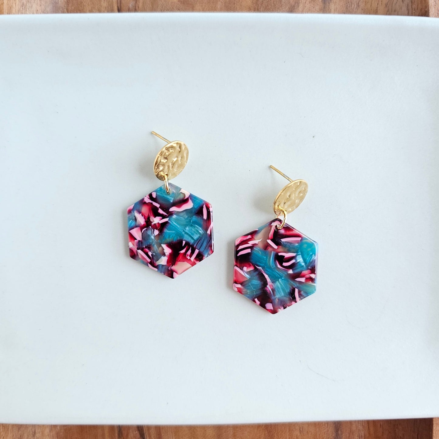Roxy Earrings - Magenta Teal