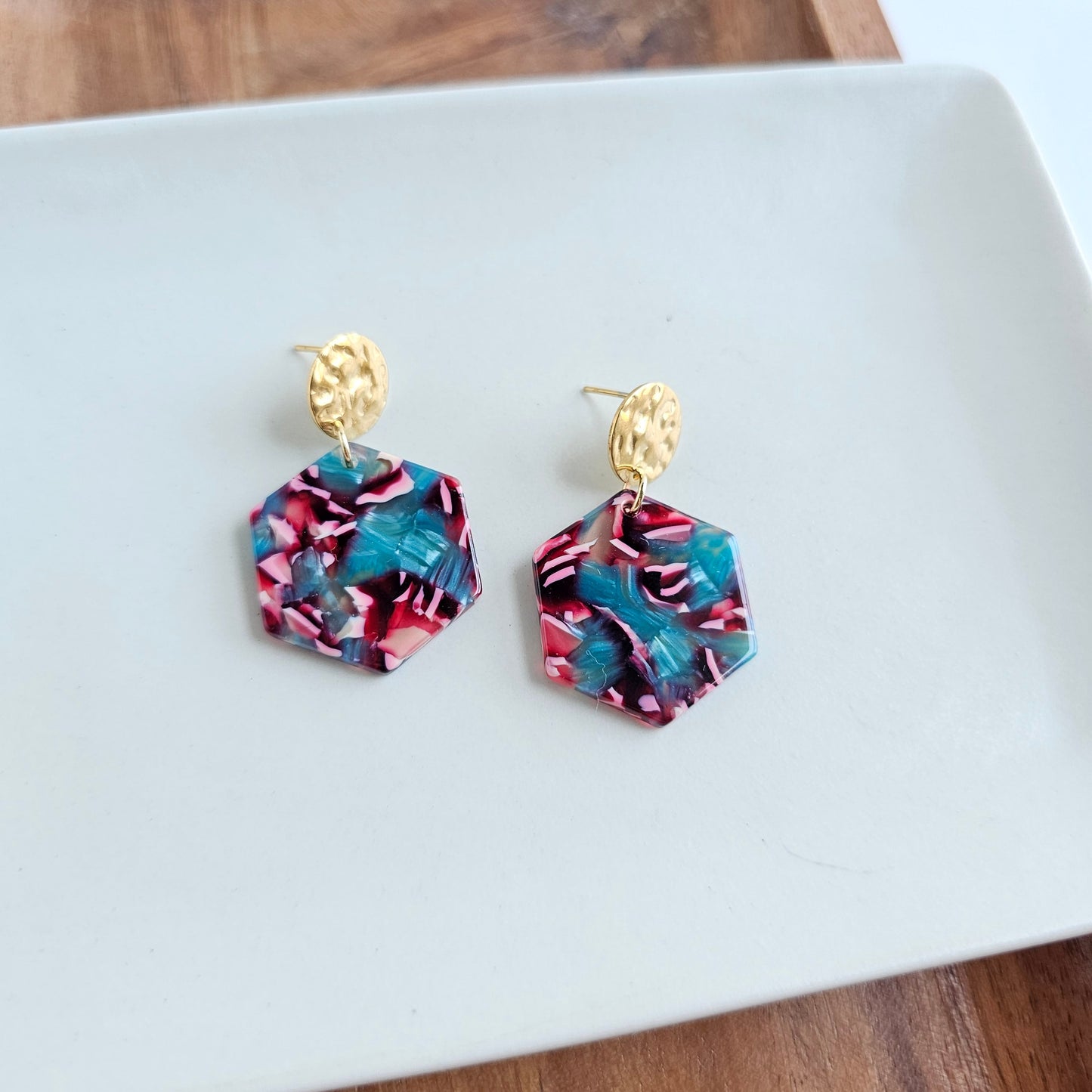 Roxy Earrings - Magenta Teal