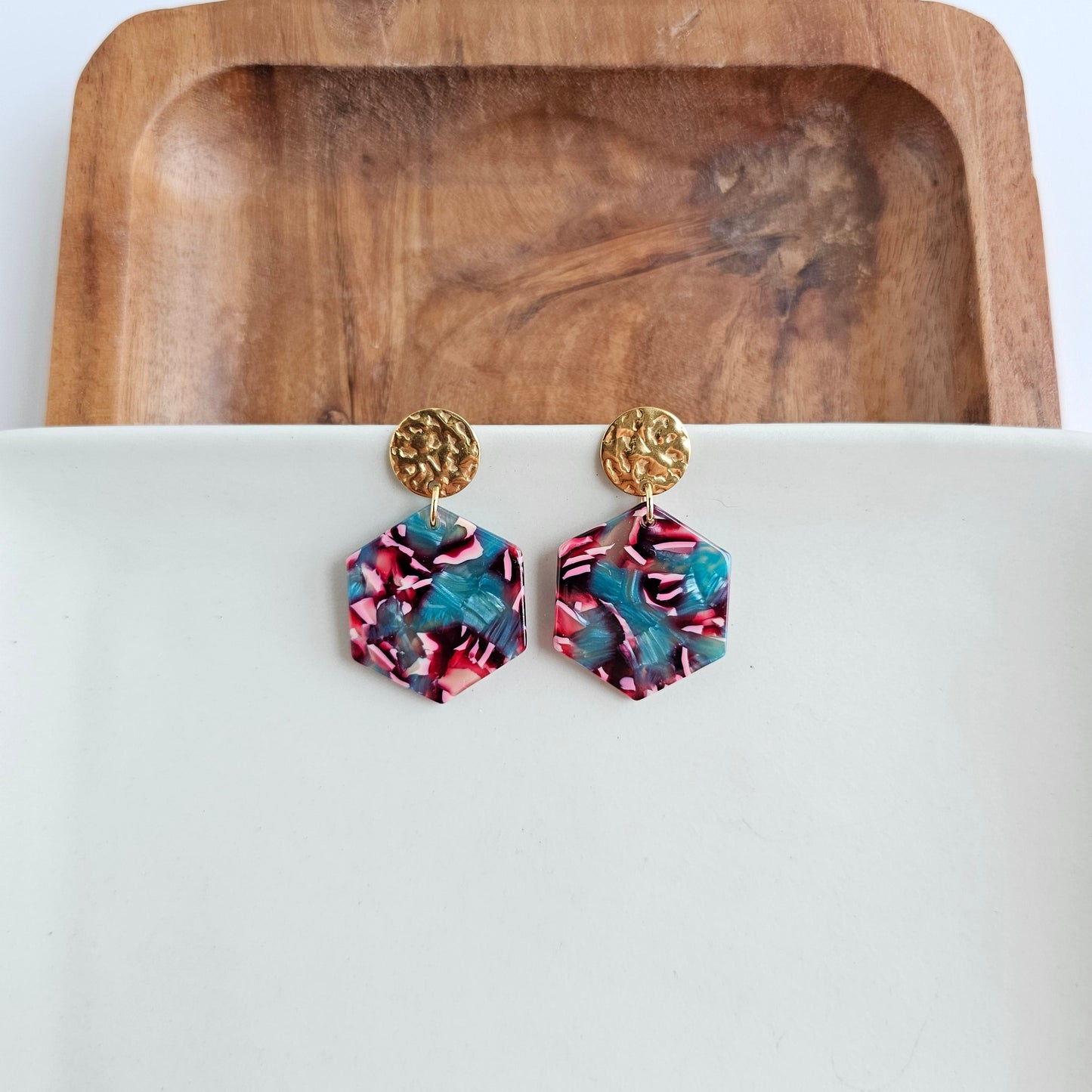 Roxy Earrings - Magenta Teal