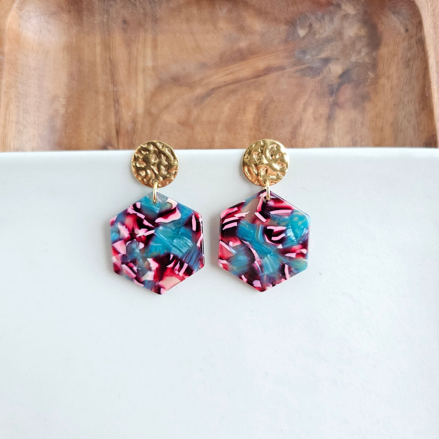 Roxy Earrings - Magenta Teal