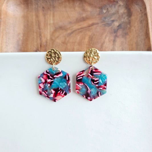 Roxy Earrings - Magenta Teal