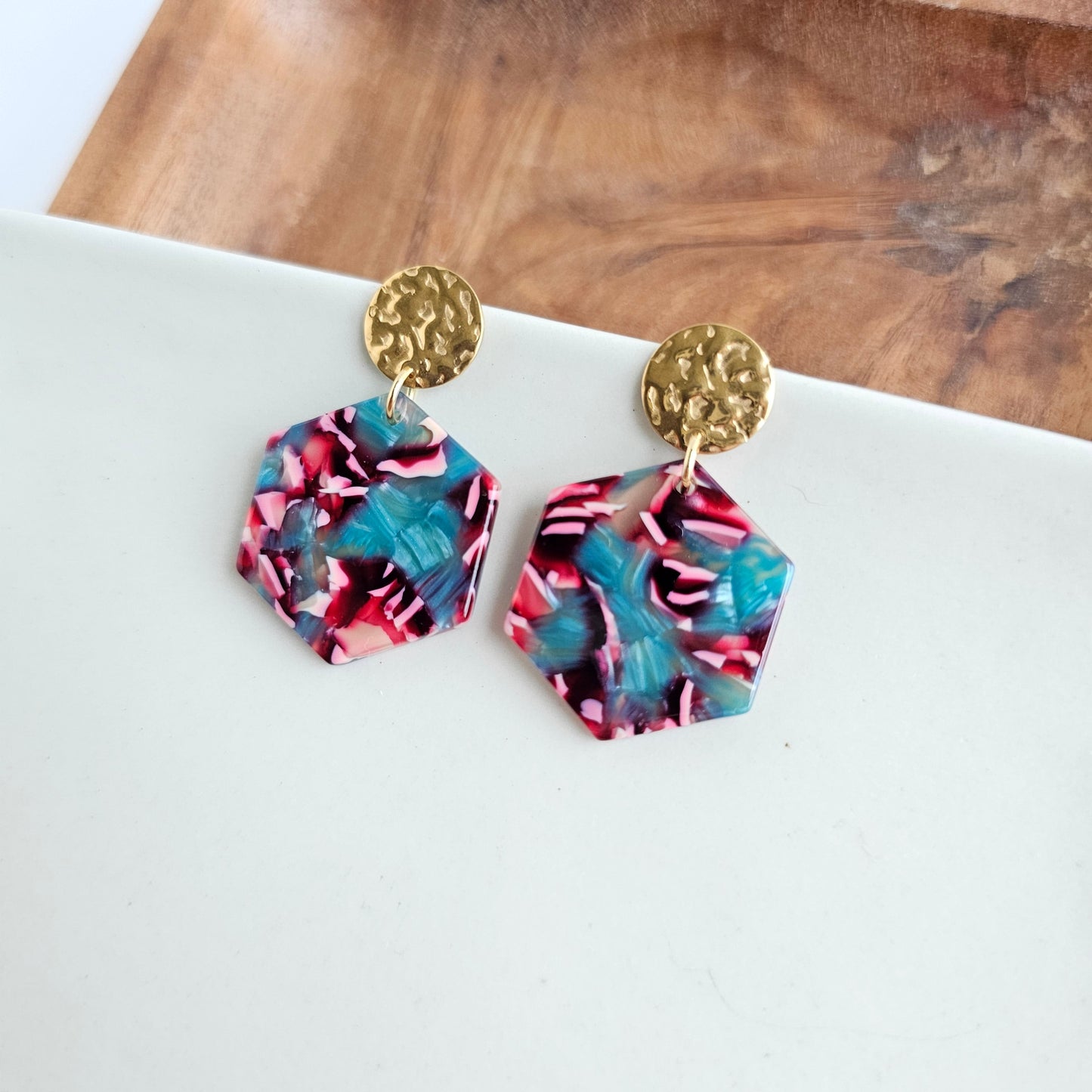 Roxy Earrings - Magenta Teal