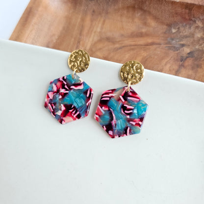 Roxy Earrings - Magenta Teal
