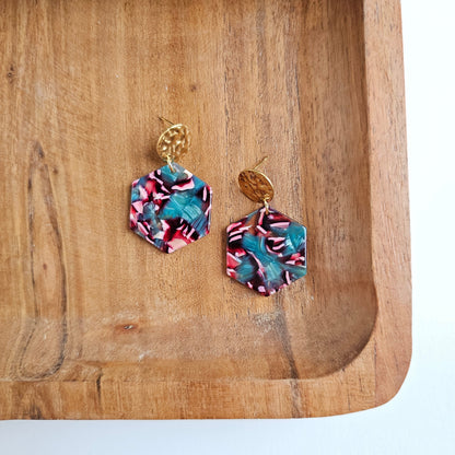 Roxy Earrings - Magenta Teal