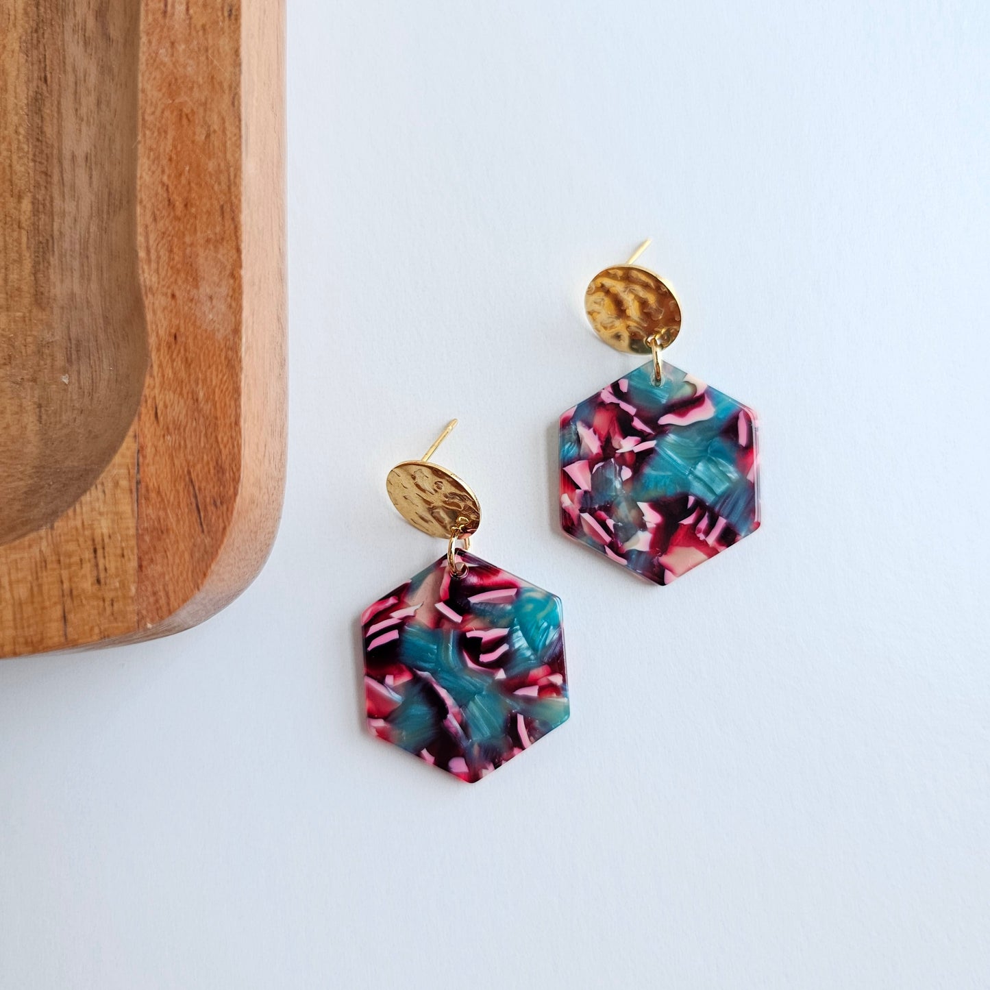 Roxy Earrings - Magenta Teal