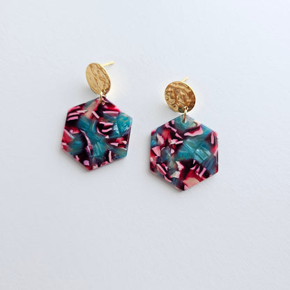 Roxy Earrings - Magenta Teal