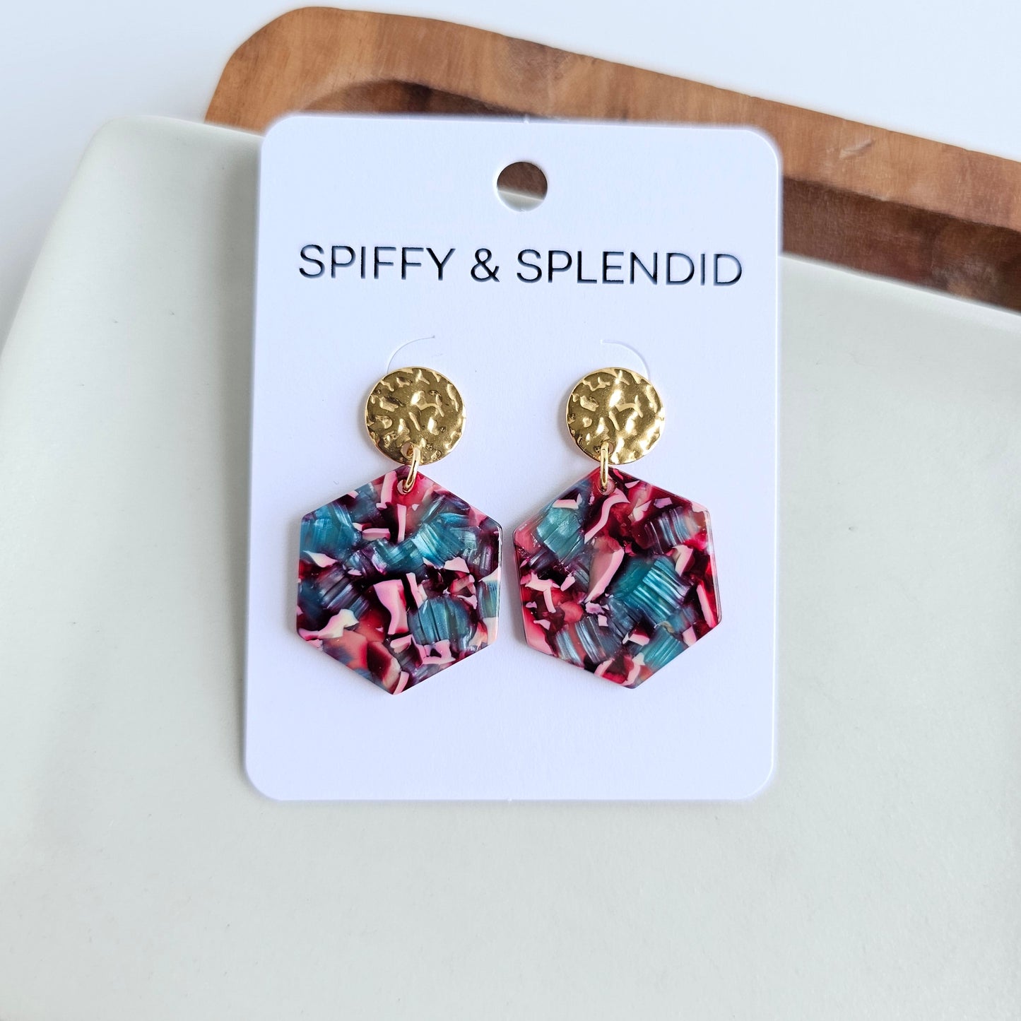 Roxy Earrings - Magenta Teal