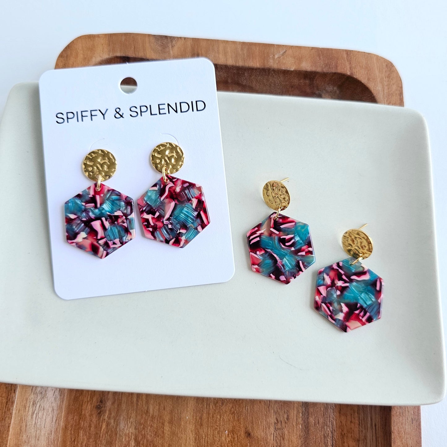 Roxy Earrings - Magenta Teal