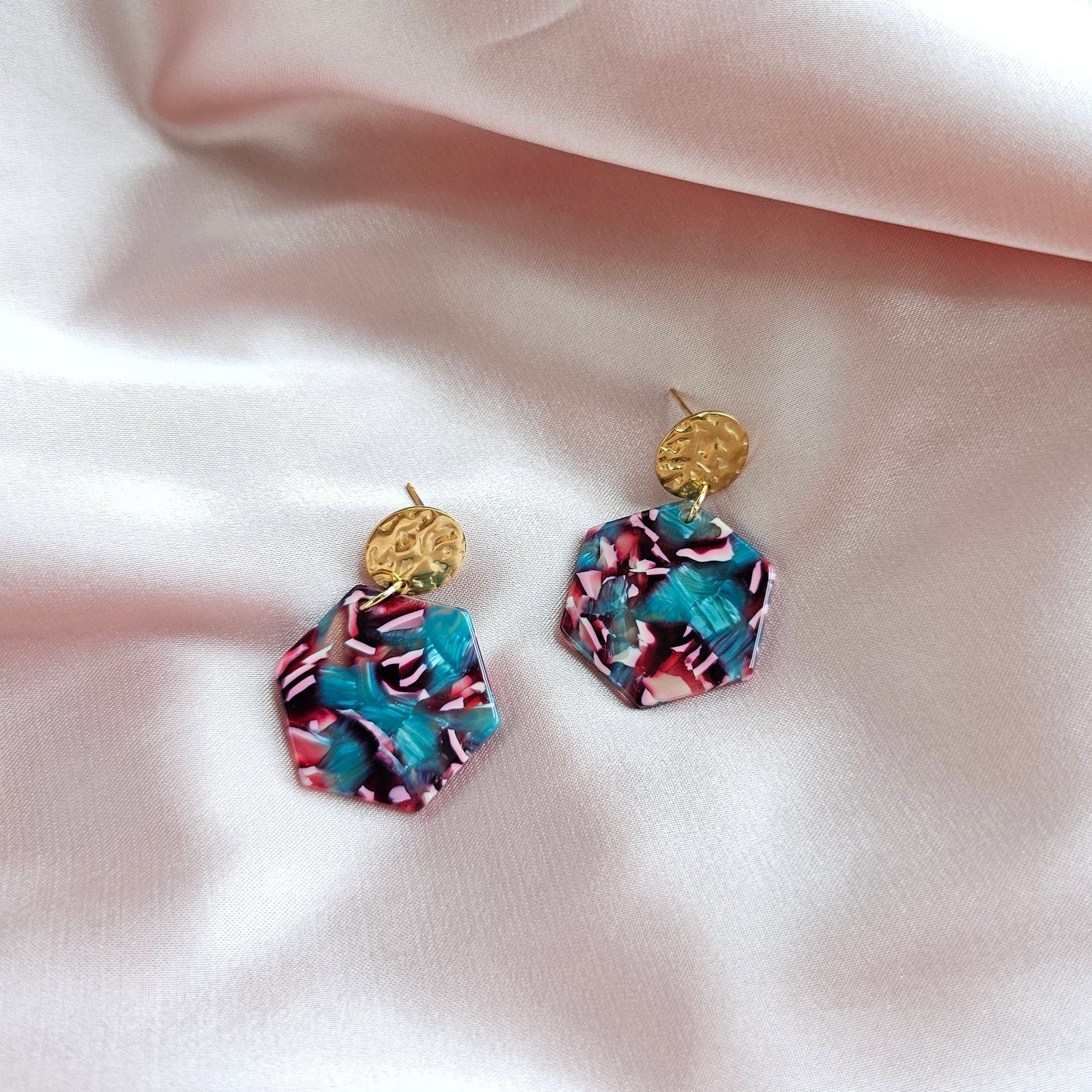 Roxy Earrings - Magenta Teal