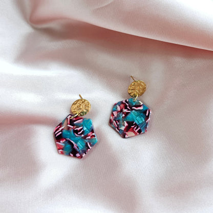 Roxy Earrings - Magenta Teal