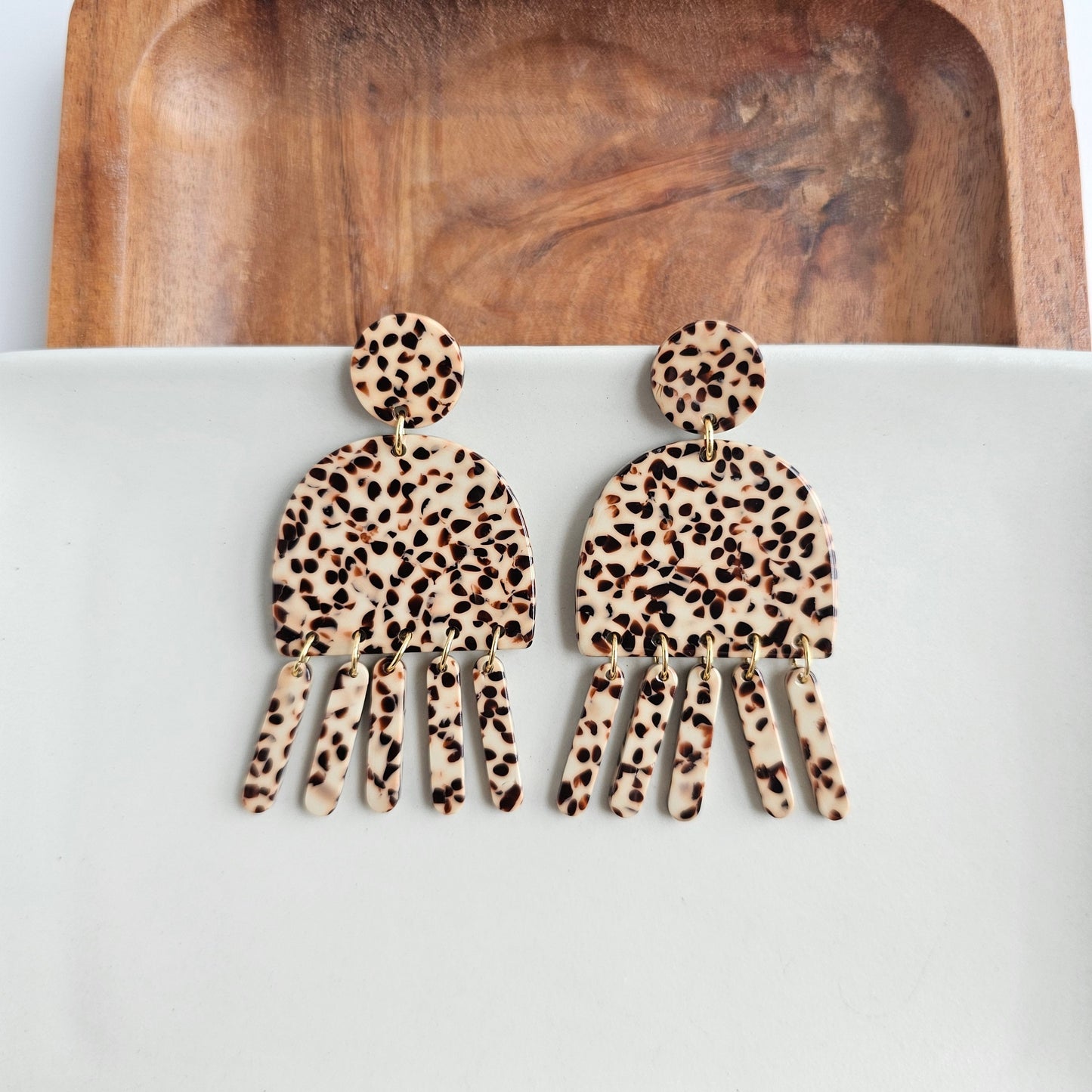 Willow Earrings - Brown Dot