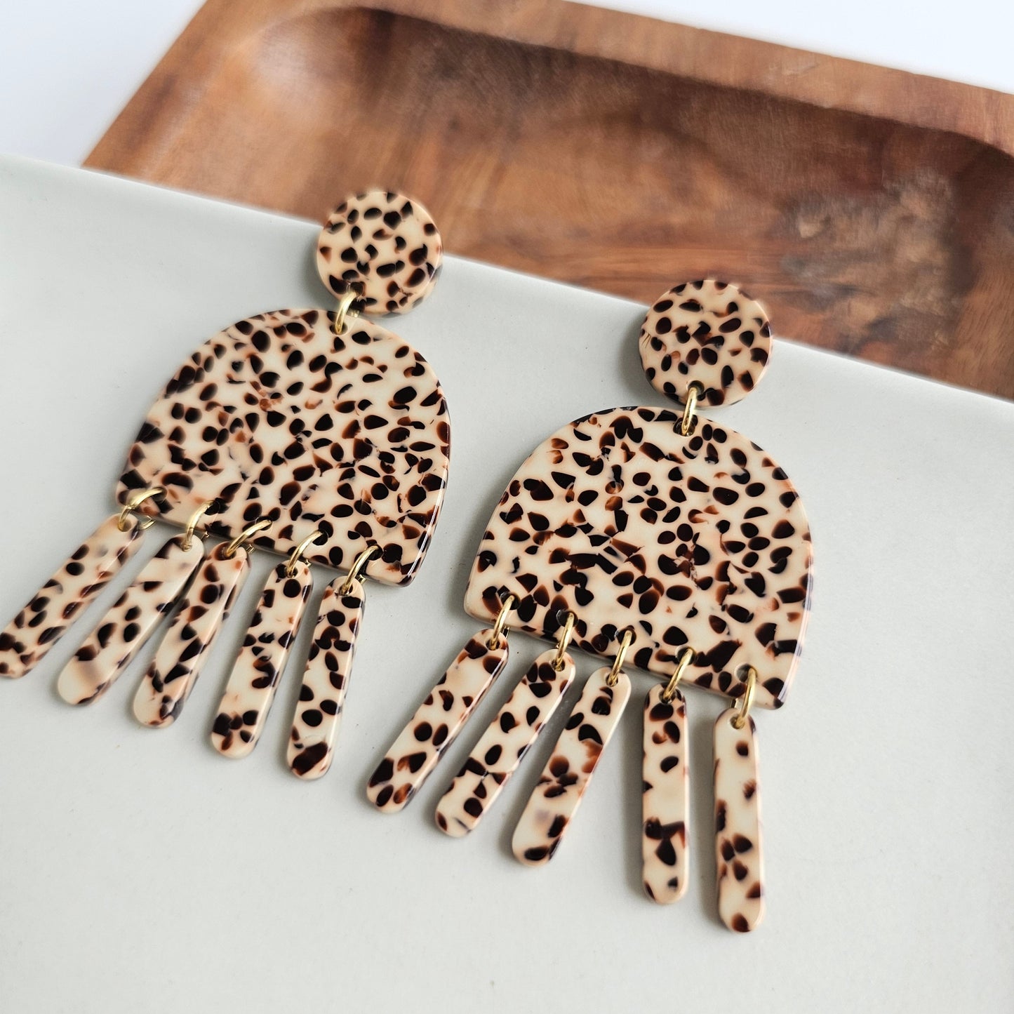 Willow Earrings - Brown Dot