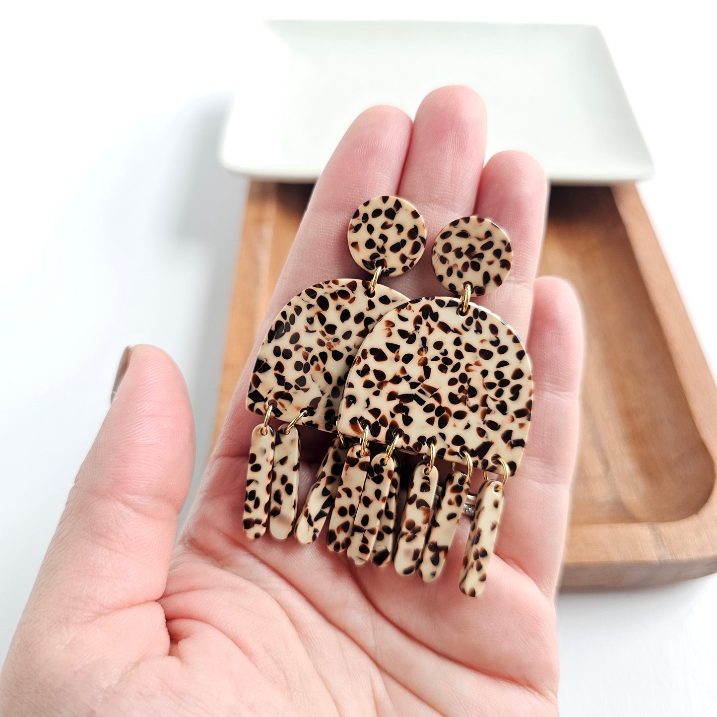 Willow Earrings - Brown Dot