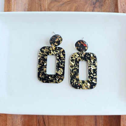 Margot Earrings - Black Gold Flake