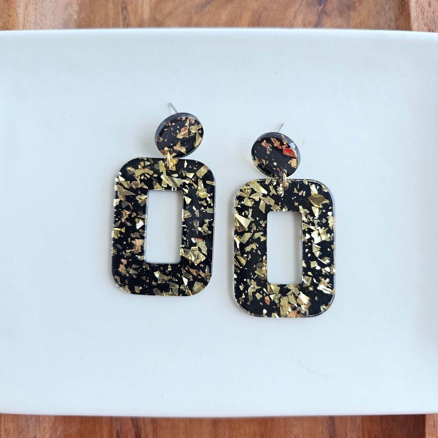 Margot Earrings - Black Gold Flake