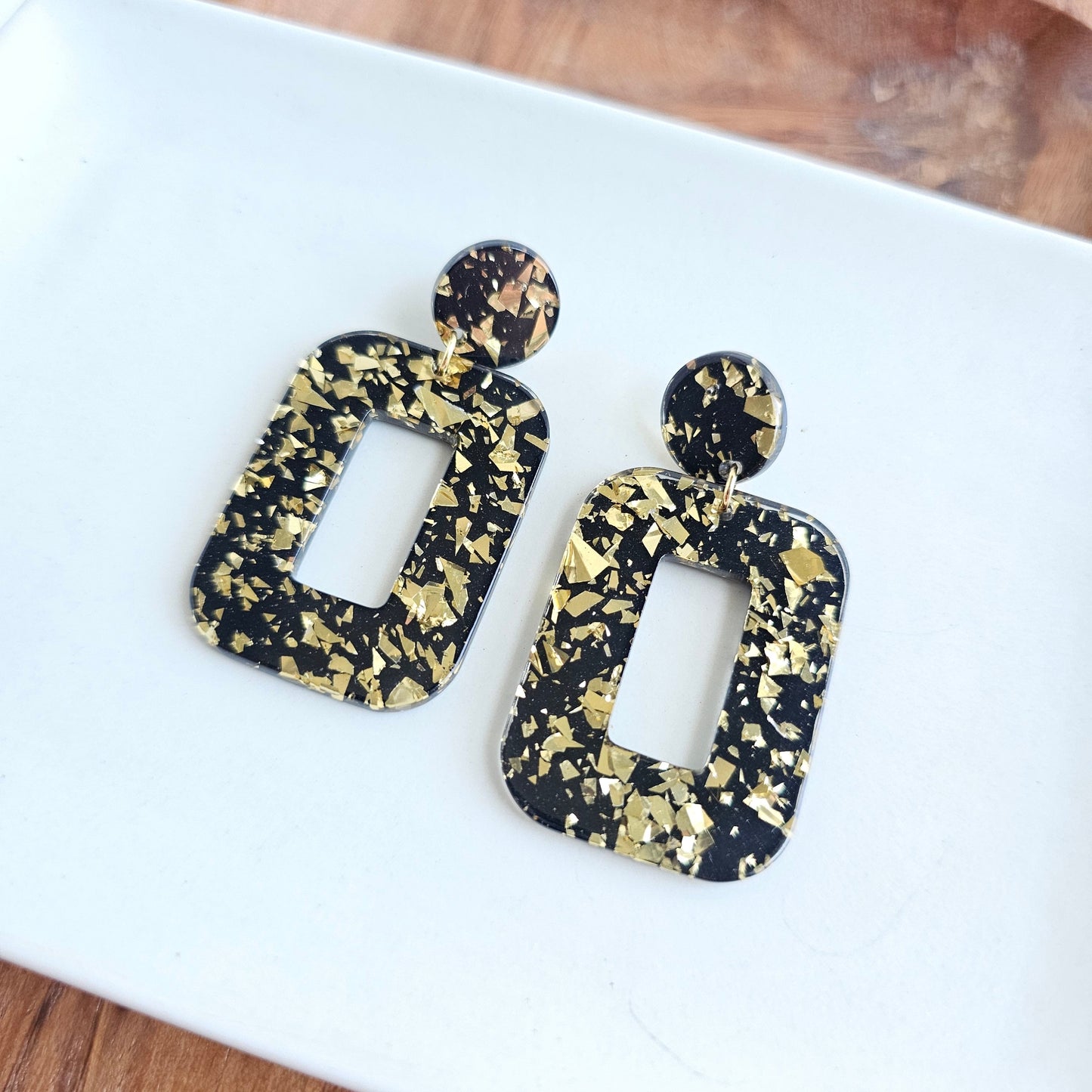 Margot Earrings - Black Gold Flake