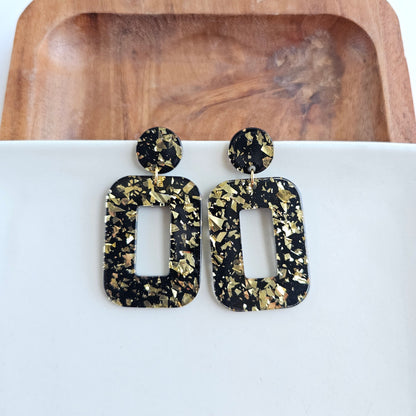 Margot Earrings - Black Gold Flake