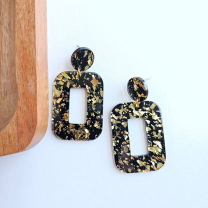 Margot Earrings - Black Gold Flake