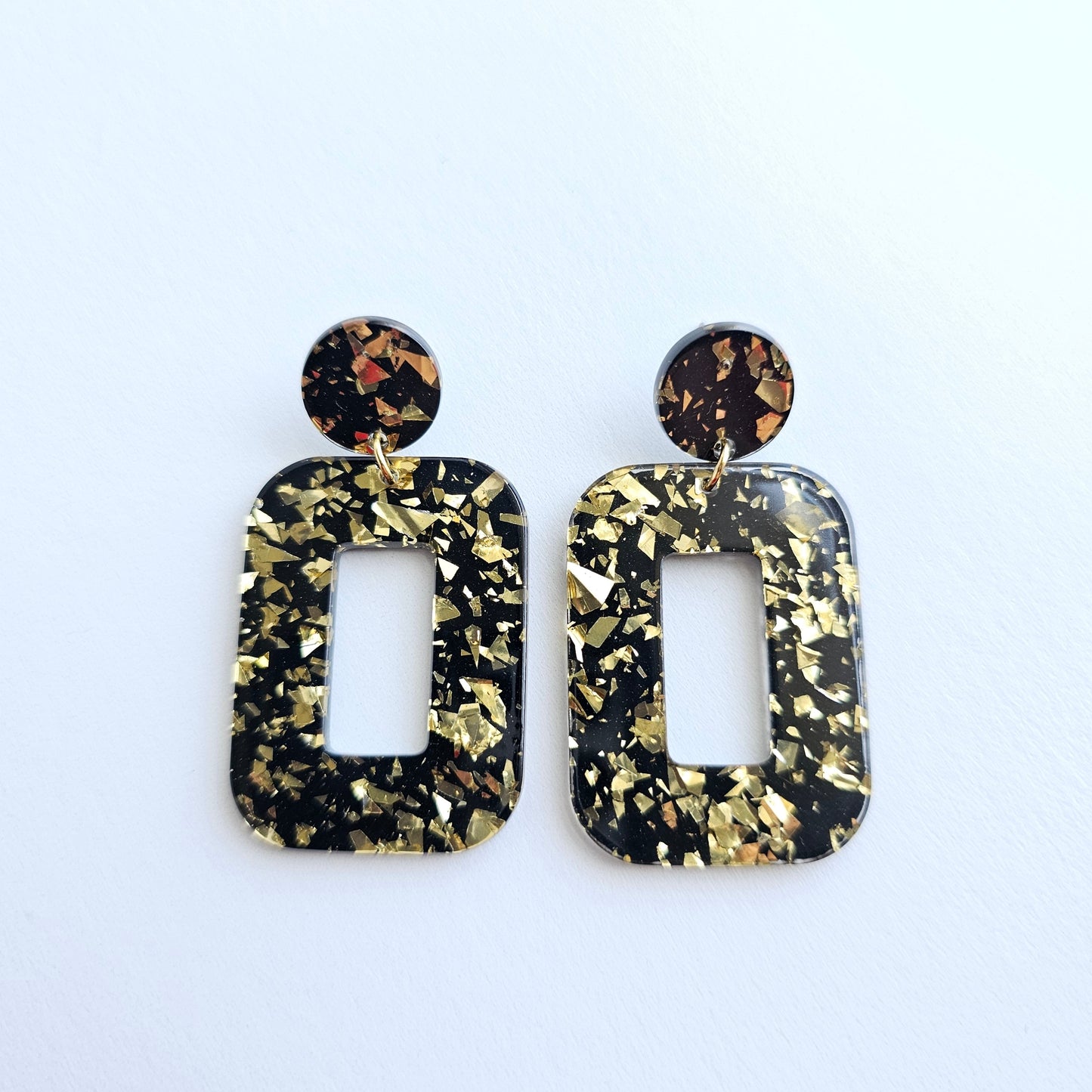 Margot Earrings - Black Gold Flake