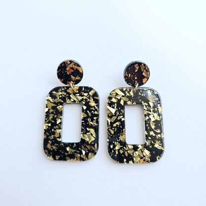 Margot Earrings - Black Gold Flake