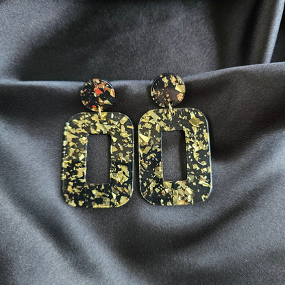 Margot Earrings - Black Gold Flake
