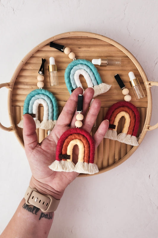 Macrame Car Vent Rainbow Diffuser