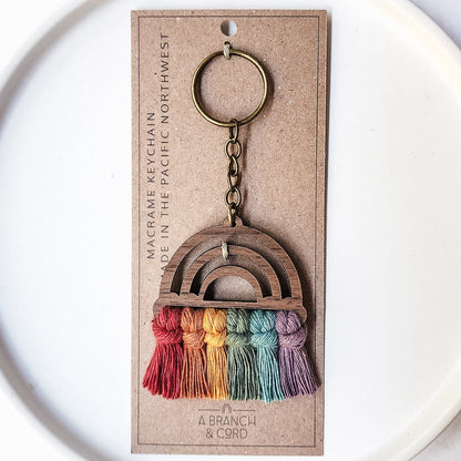 Wood Rainbow Keychain