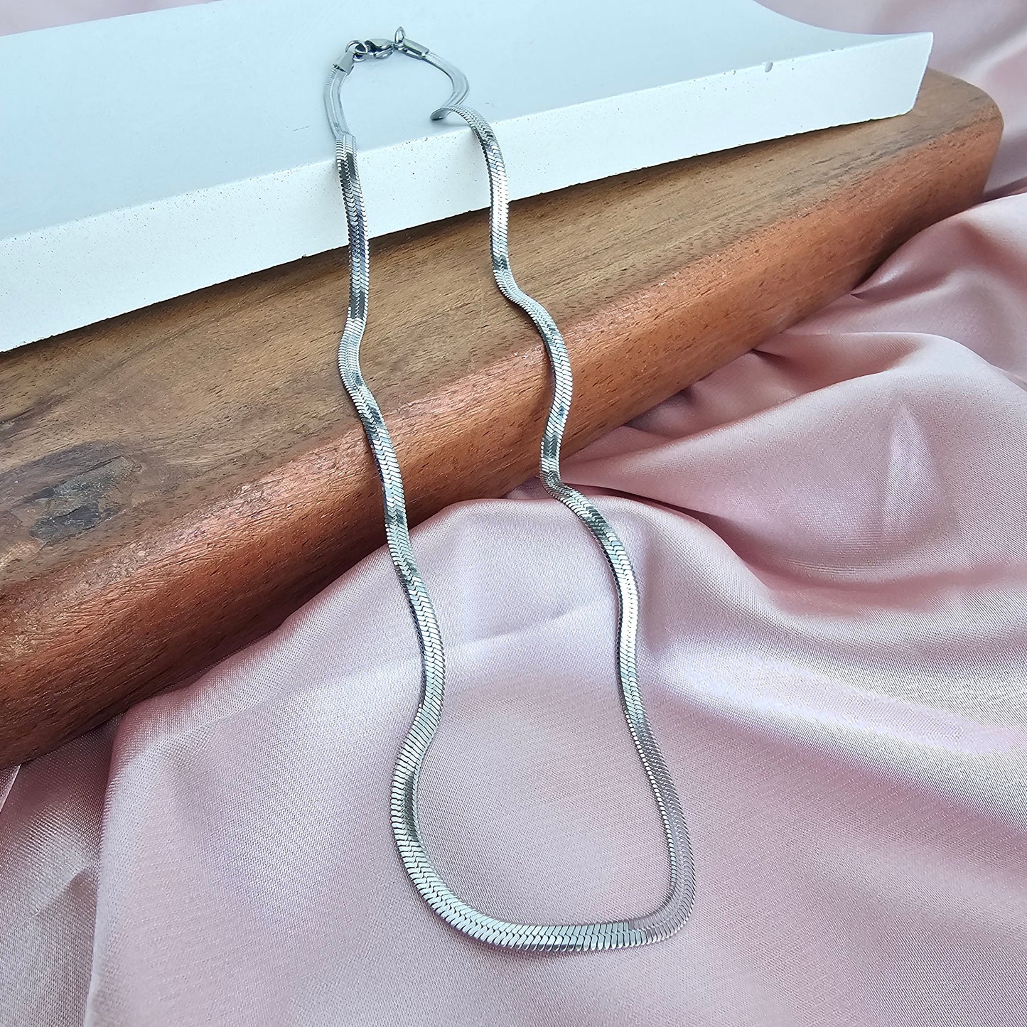 Luxe Silver Delicate Herringbone Chain - 18"