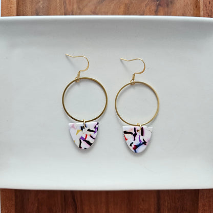 Iris Earrings Large - Marble Confetti