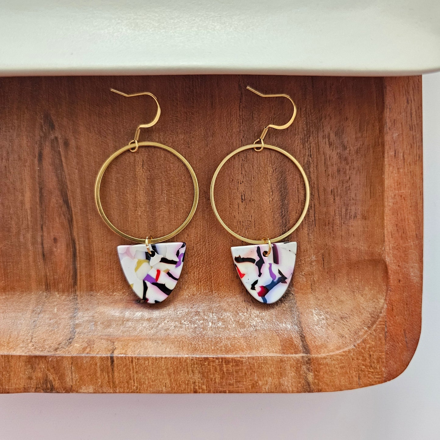 Iris Earrings Large - Marble Confetti
