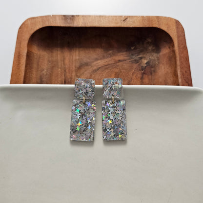 Ida Earrings - Silver Glitter