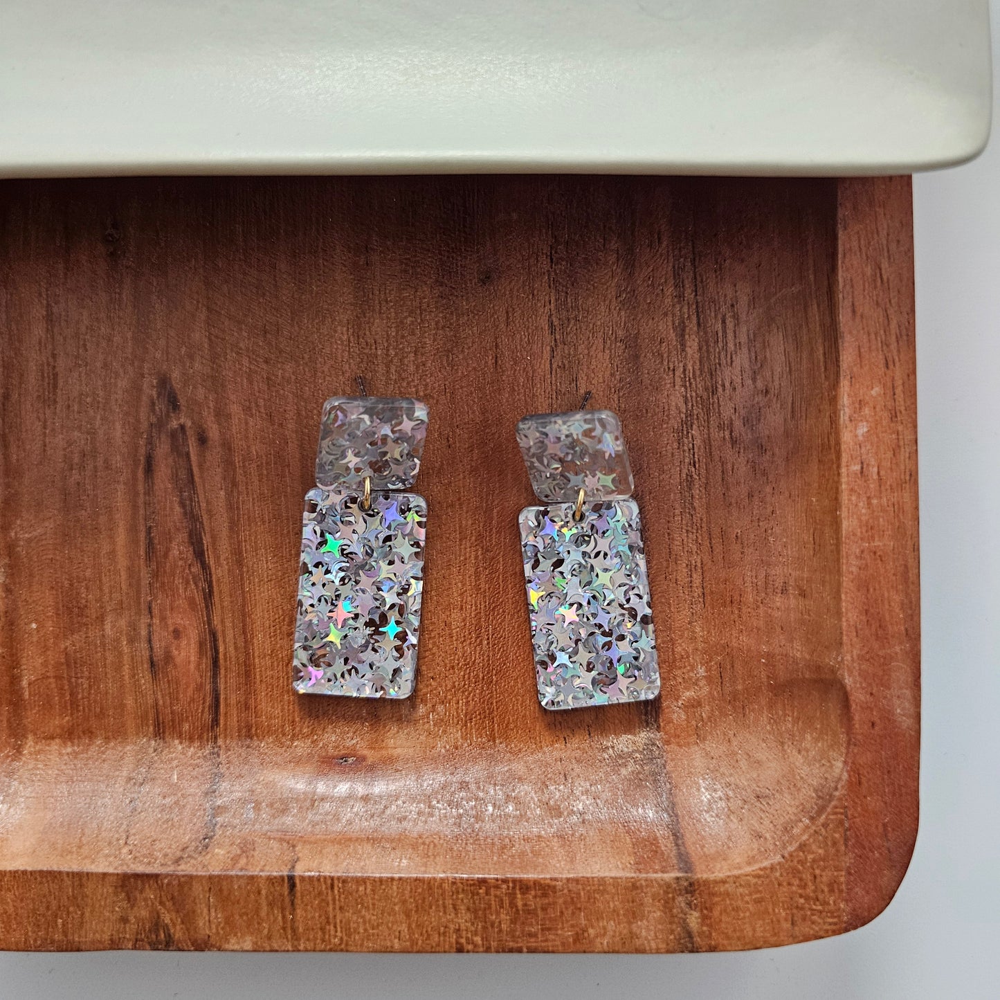 Ida Earrings - Silver Glitter