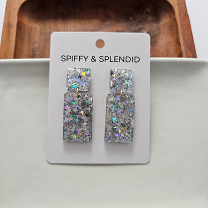 Ida Earrings - Silver Glitter