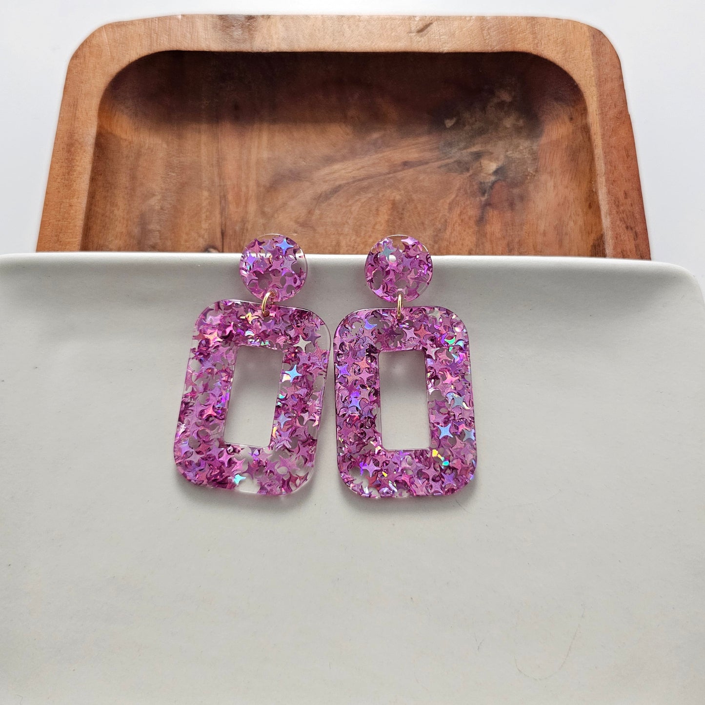 Margot Earrings - Pink Glitter