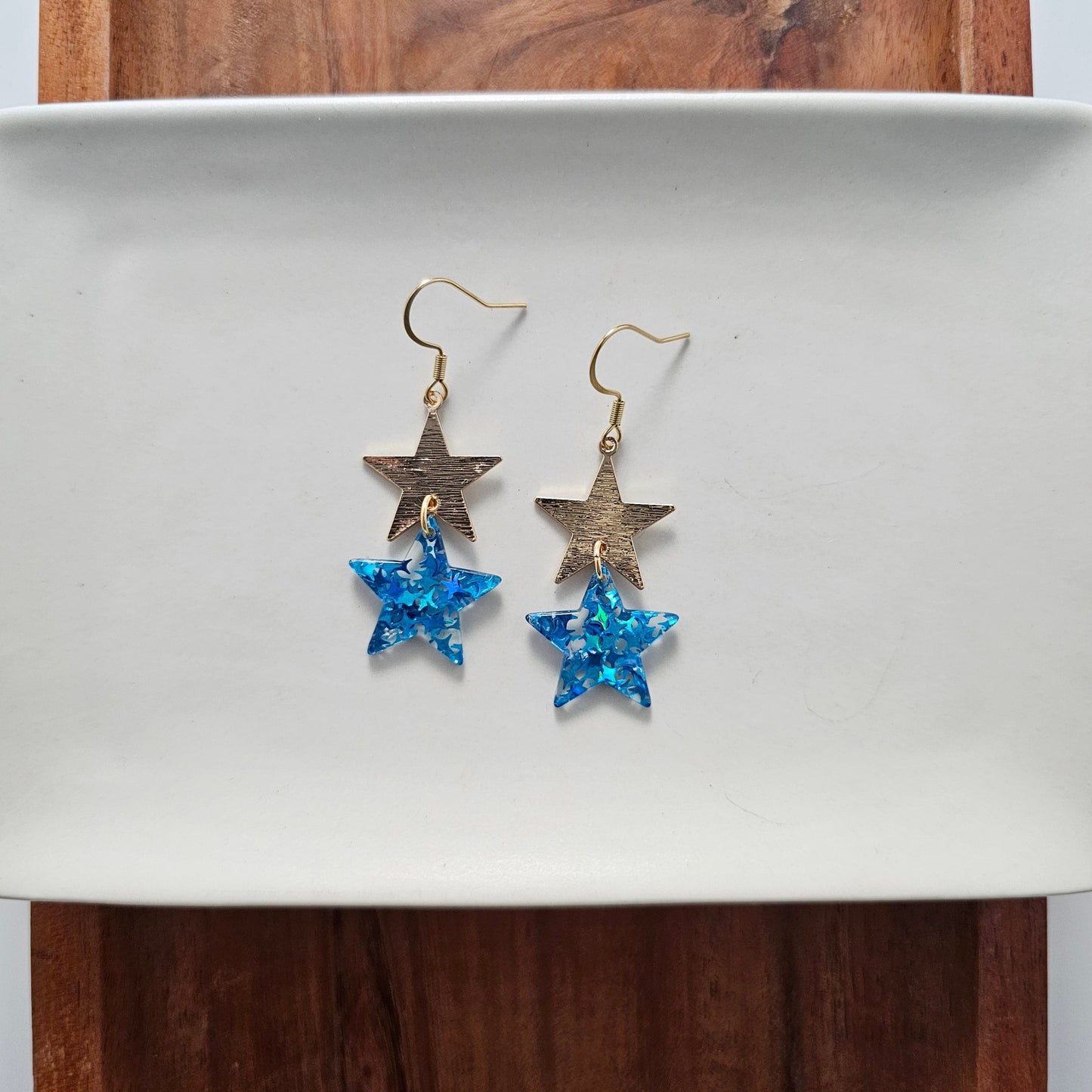 Starry Earrings - Blue Glitter