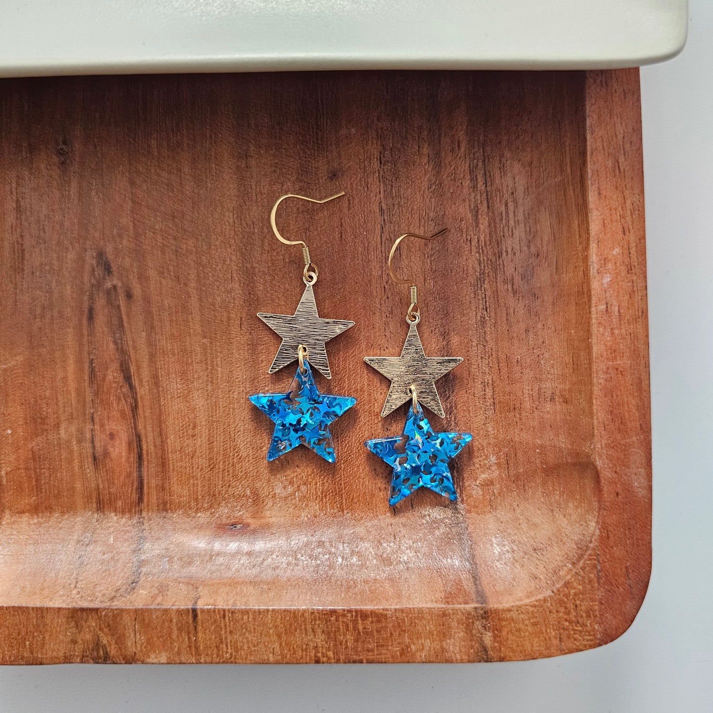 Starry Earrings - Blue Glitter
